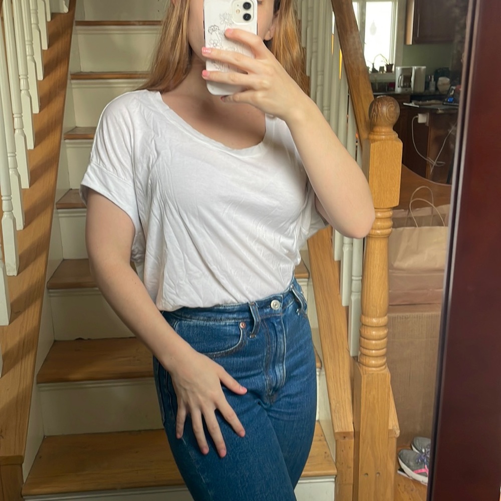 Splendid oversized boxy white tee
